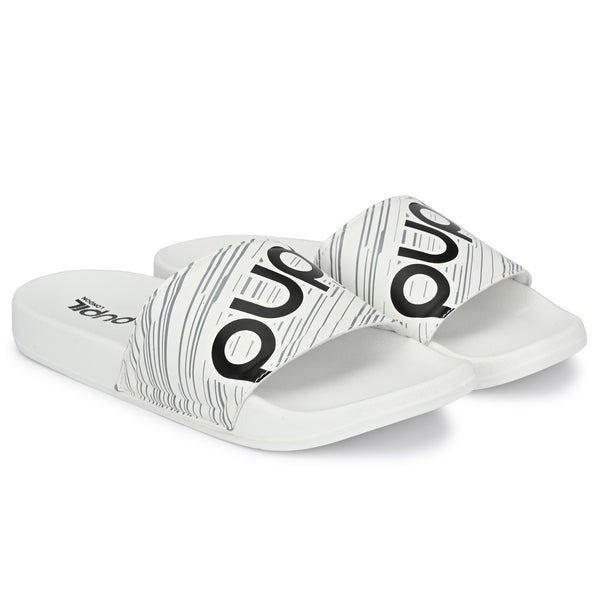 Pupil Men's BEN-3 Pool Slider, White and Black