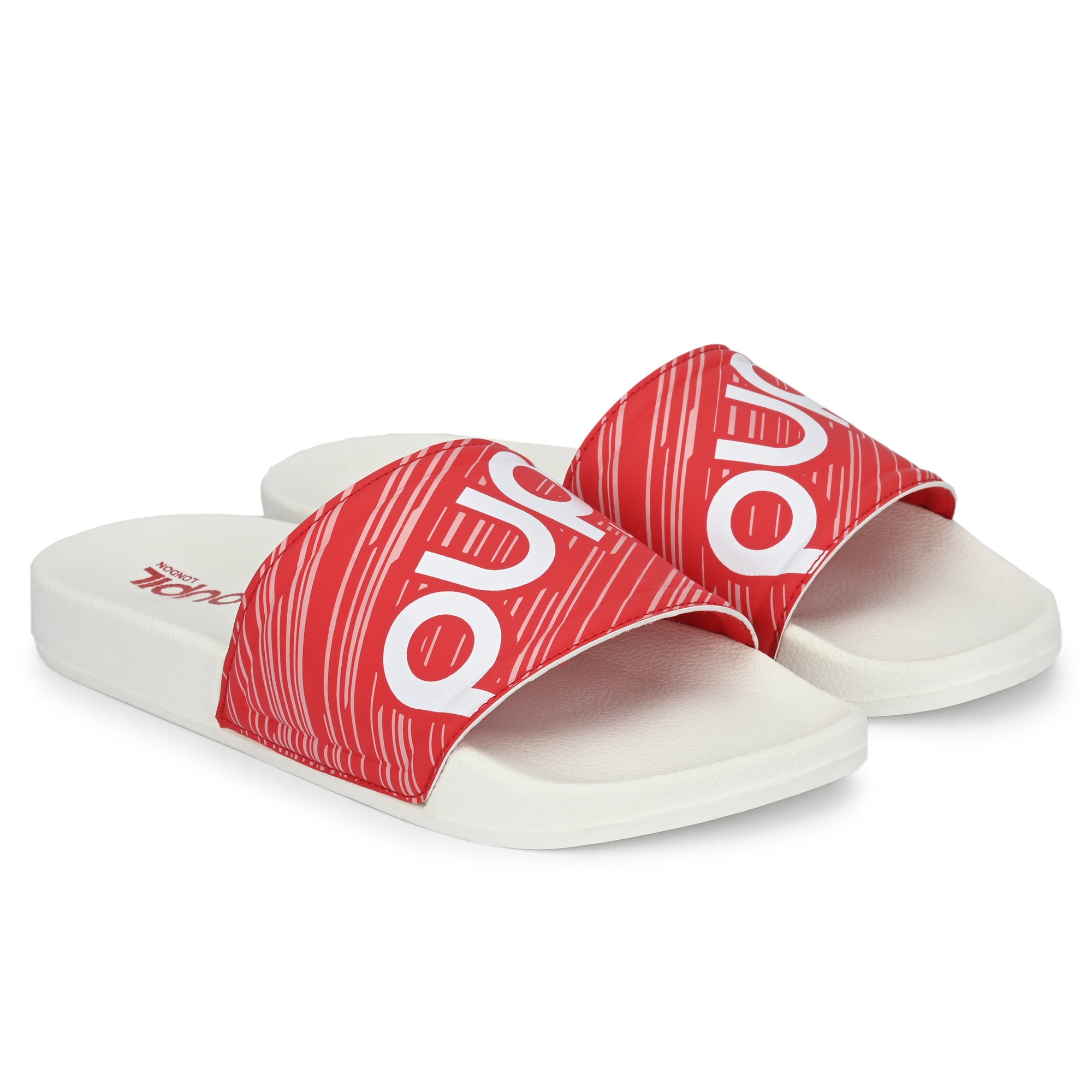 Pupil Men's BEN-3 Pool Slider, White and Red – Pupil London