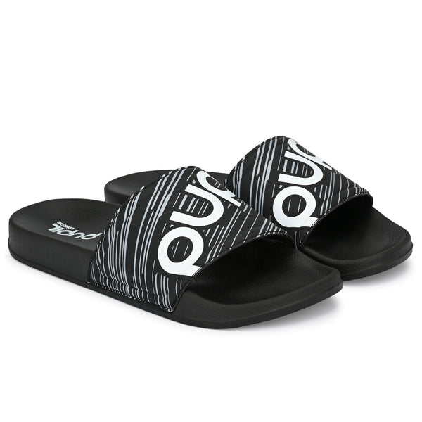 Pupil Men's BEN-3 Pool Slider, Black and White