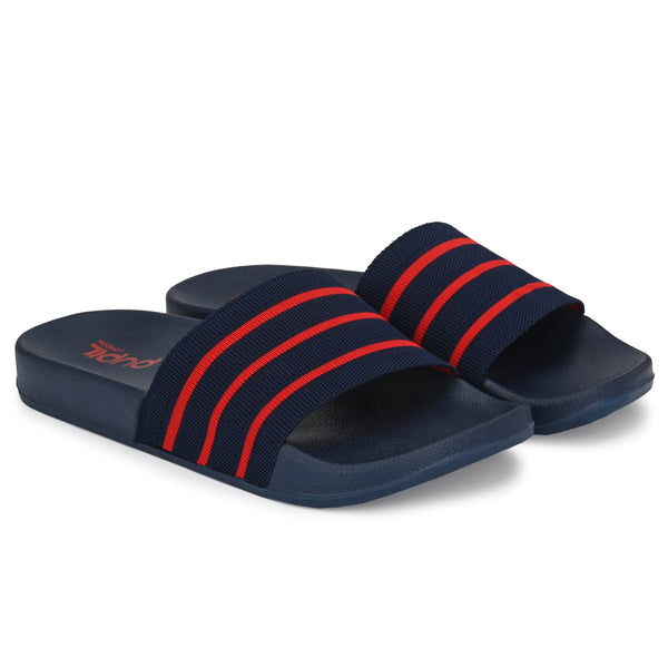 Pupil Men's BEN-5 Pool Slider, Navy and Red