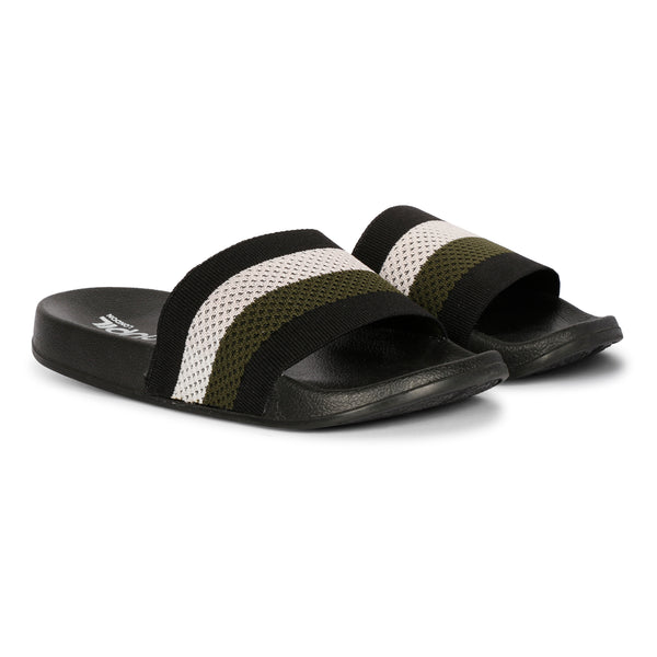 Pupil Men's BEN-6 Pool Slider, Black/White/Olive